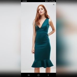 New look plunge mermaid dress in green